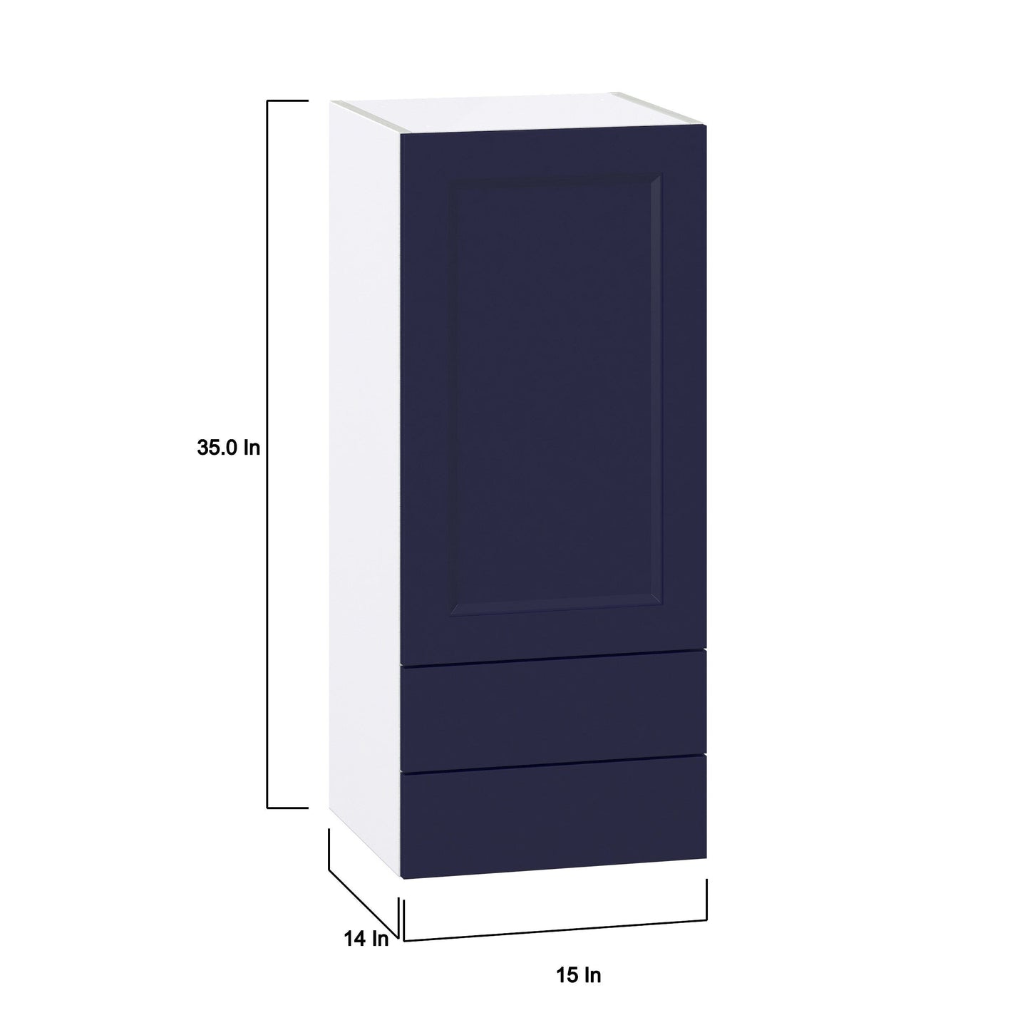 Hugo&Borg Lorette 15-in W x 35-in H x 14-in D Navy Blue 2-Drawers Wall Fully Assembled Cabinet (Recessed Panel Shaker Style)