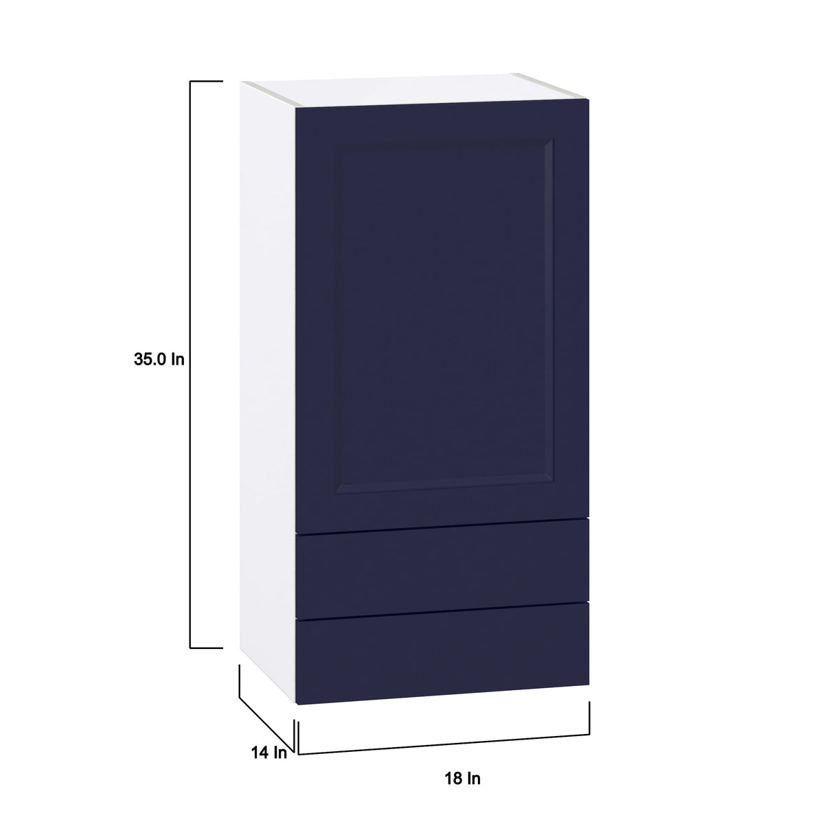 Hugo&Borg Lorette 18-in W x 35-in H x 14-in D Navy Blue 2-Drawers Wall Fully Assembled Cabinet (Recessed Panel Shaker Style)