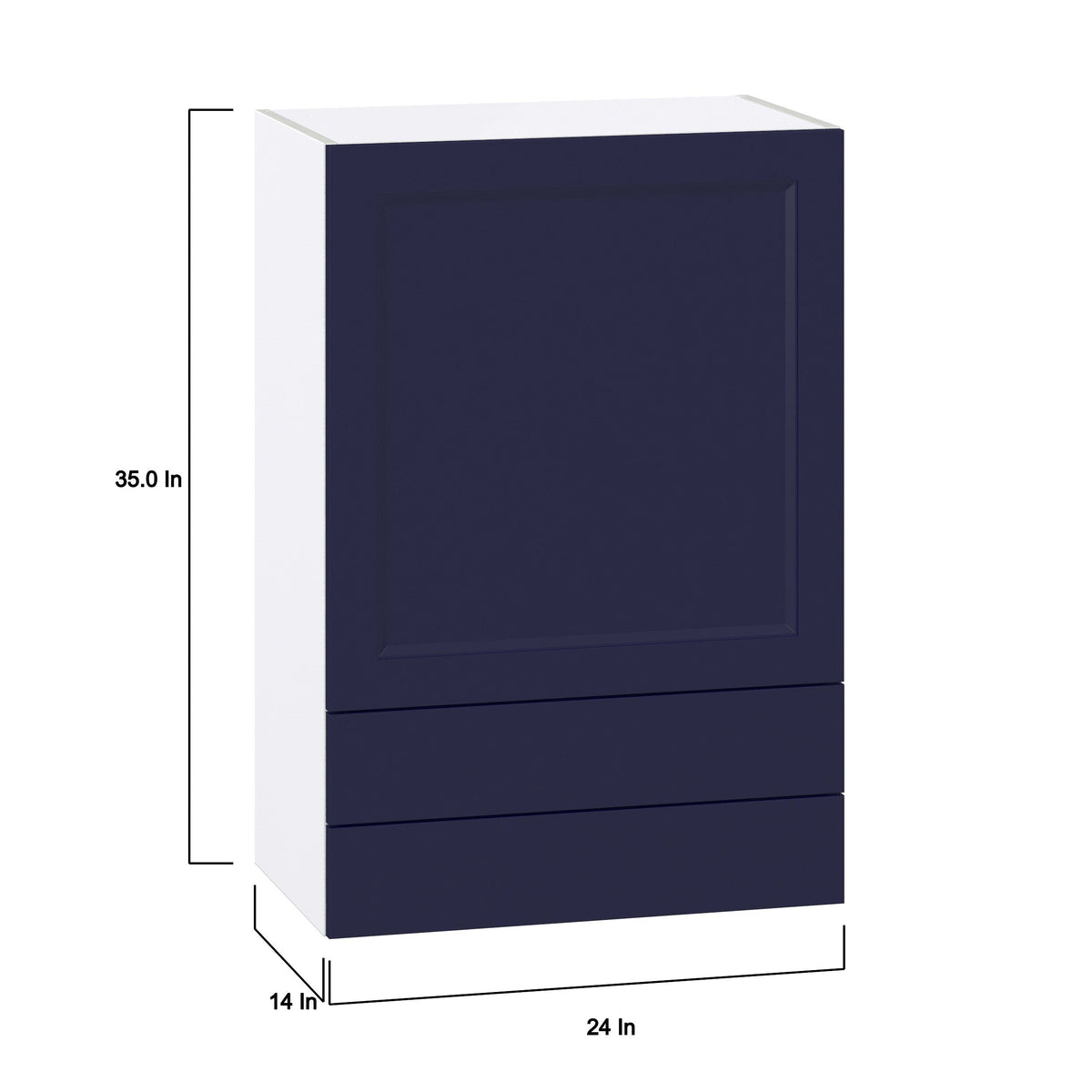 Hugo&Borg Lorette 24-in W x 35-in H x 14-in D Navy Blue 2-Drawers Wall Fully Assembled Cabinet (Recessed Panel Shaker Style)
