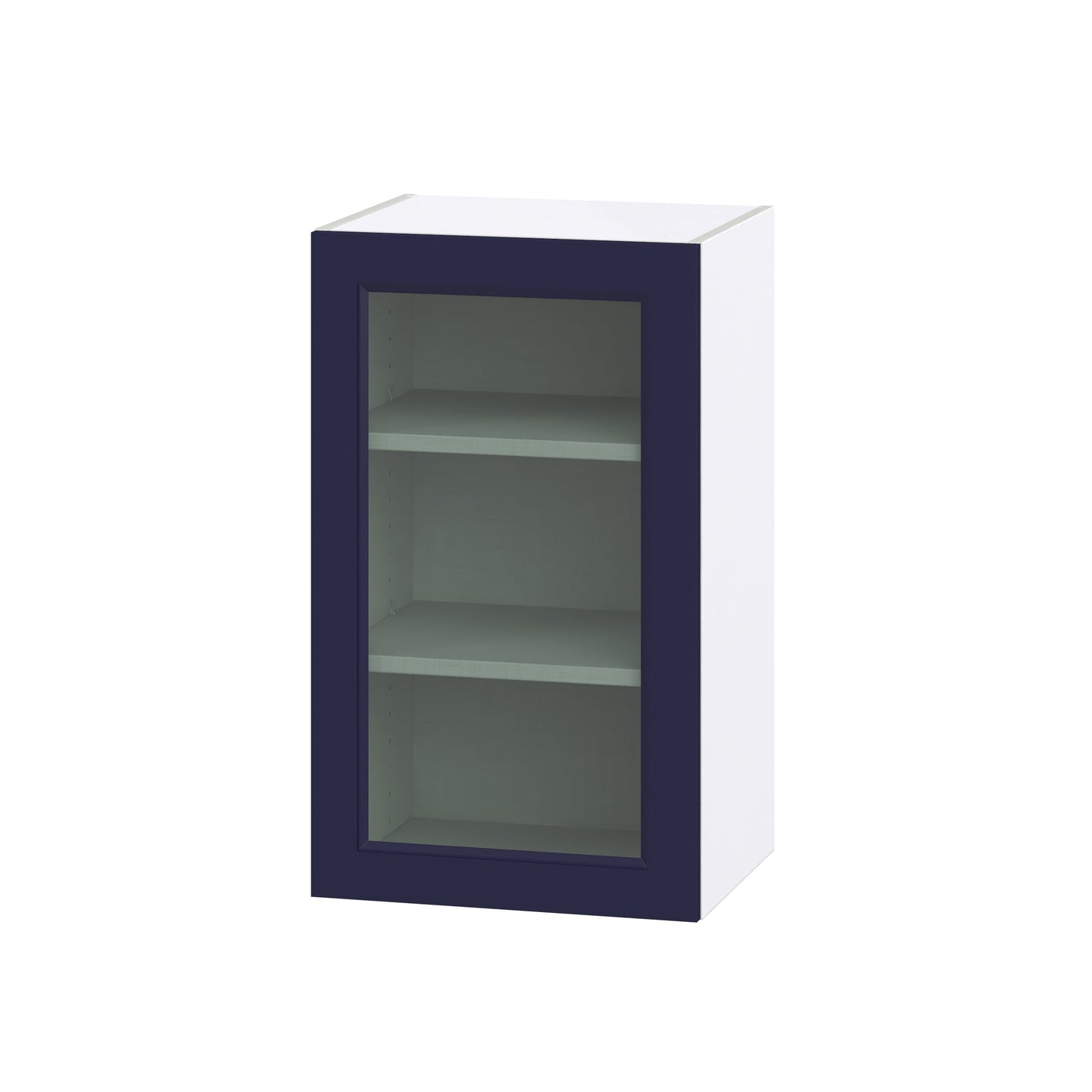 Hugo&Borg Lorette 18-in W x 30-in H x 14-in D Navy Blue Wall Fully Assembled Cabinet (Glass Panel Shaker Door Style)