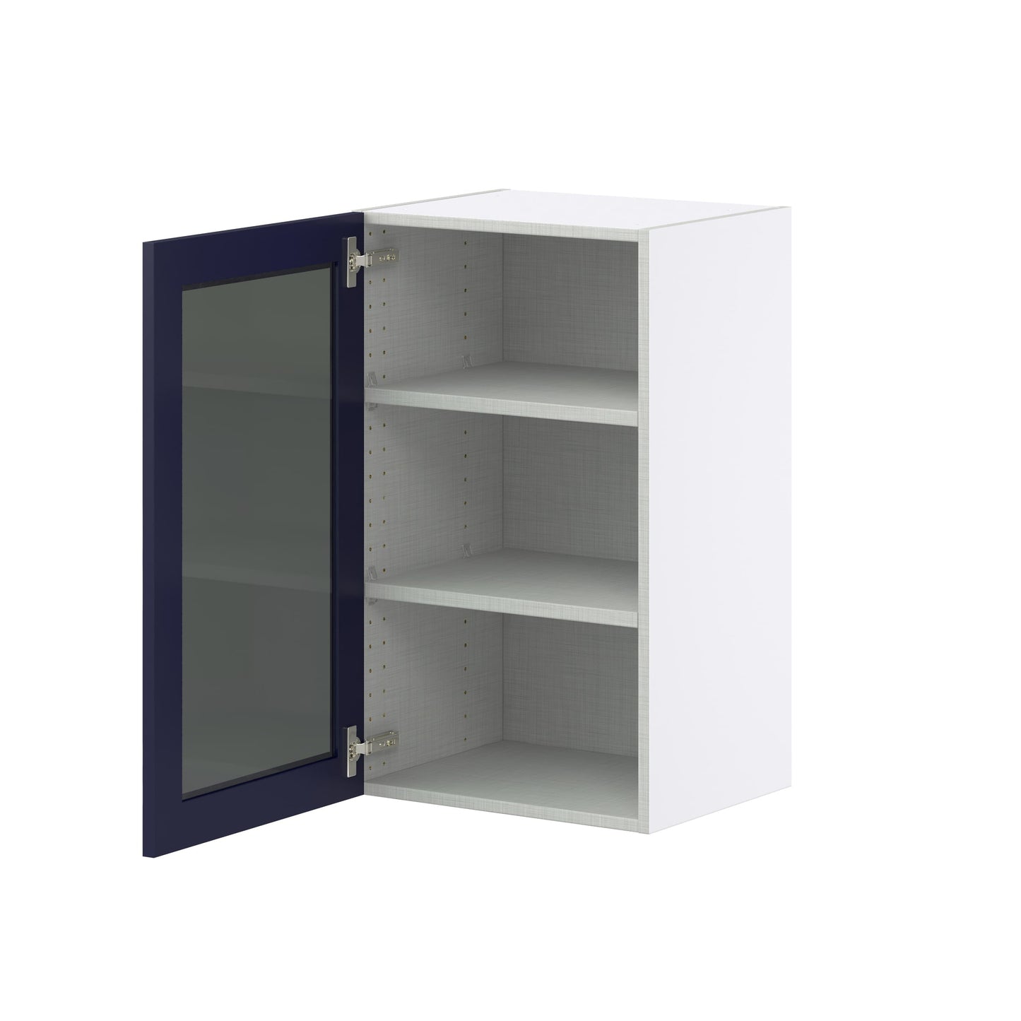 Hugo&Borg Lorette 18-in W x 30-in H x 14-in D Navy Blue Wall Fully Assembled Cabinet (Glass Panel Shaker Door Style)