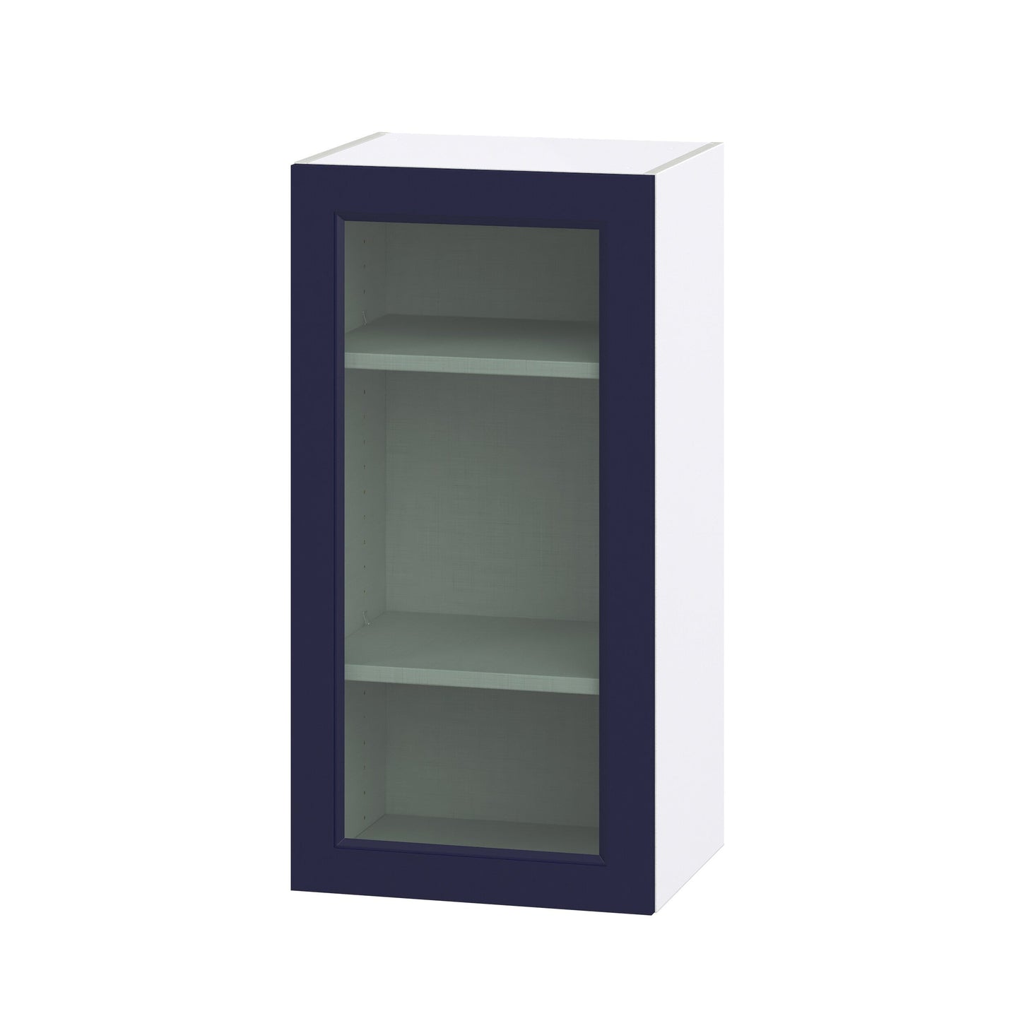 Hugo&Borg Lorette 18-in W x 35-in H x 14-in D Navy Blue Wall Fully Assembled Cabinet (Glass Panel Shaker Door Style)