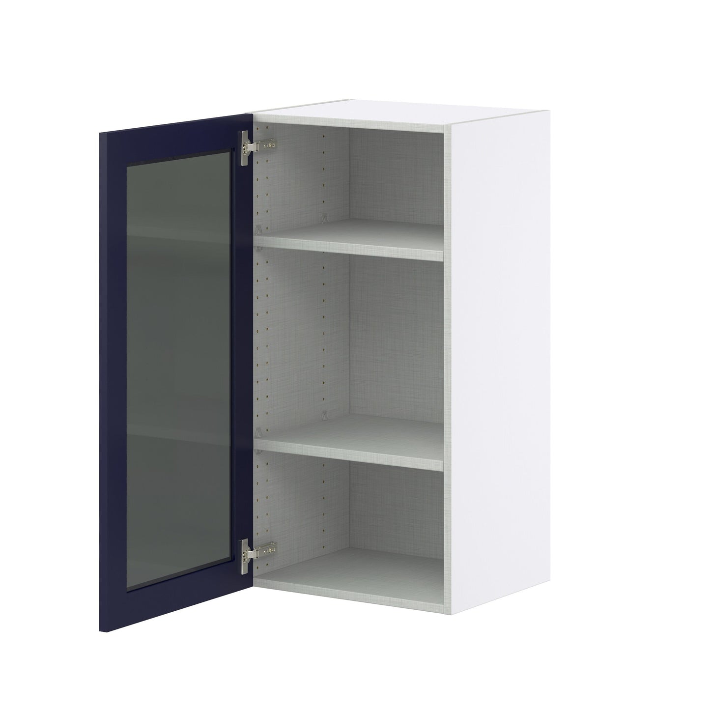 Hugo&Borg Lorette 18-in W x 35-in H x 14-in D Navy Blue Wall Fully Assembled Cabinet (Glass Panel Shaker Door Style)