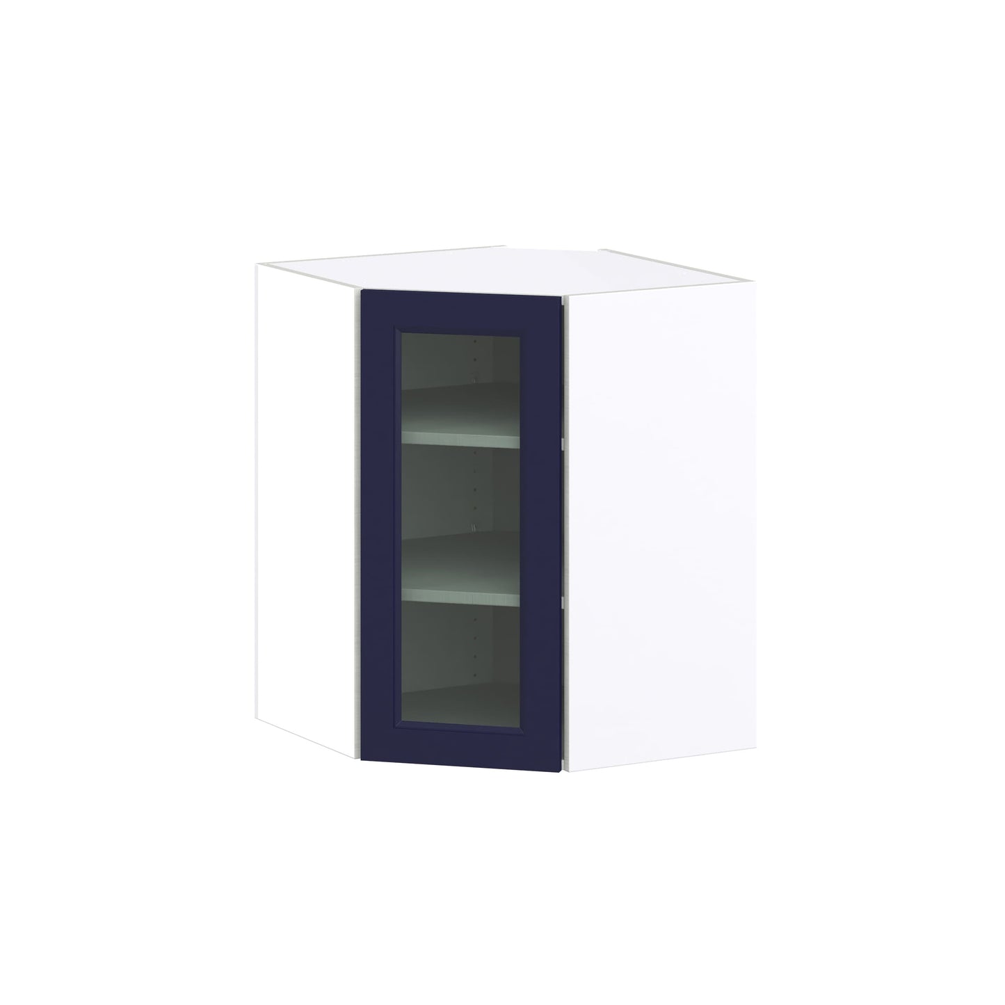 Hugo&Borg Lorette 24-in W x 30-in H x 14-in D Navy Blue Blind Corner Wall Fully Assembled Cabinet (Glass Panel Shaker Style)