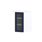 Hugo&Borg Lorette 24-in W x 30-in H x 14-in D Navy Blue Blind Corner Wall Fully Assembled Cabinet (Glass Panel Shaker Style)
