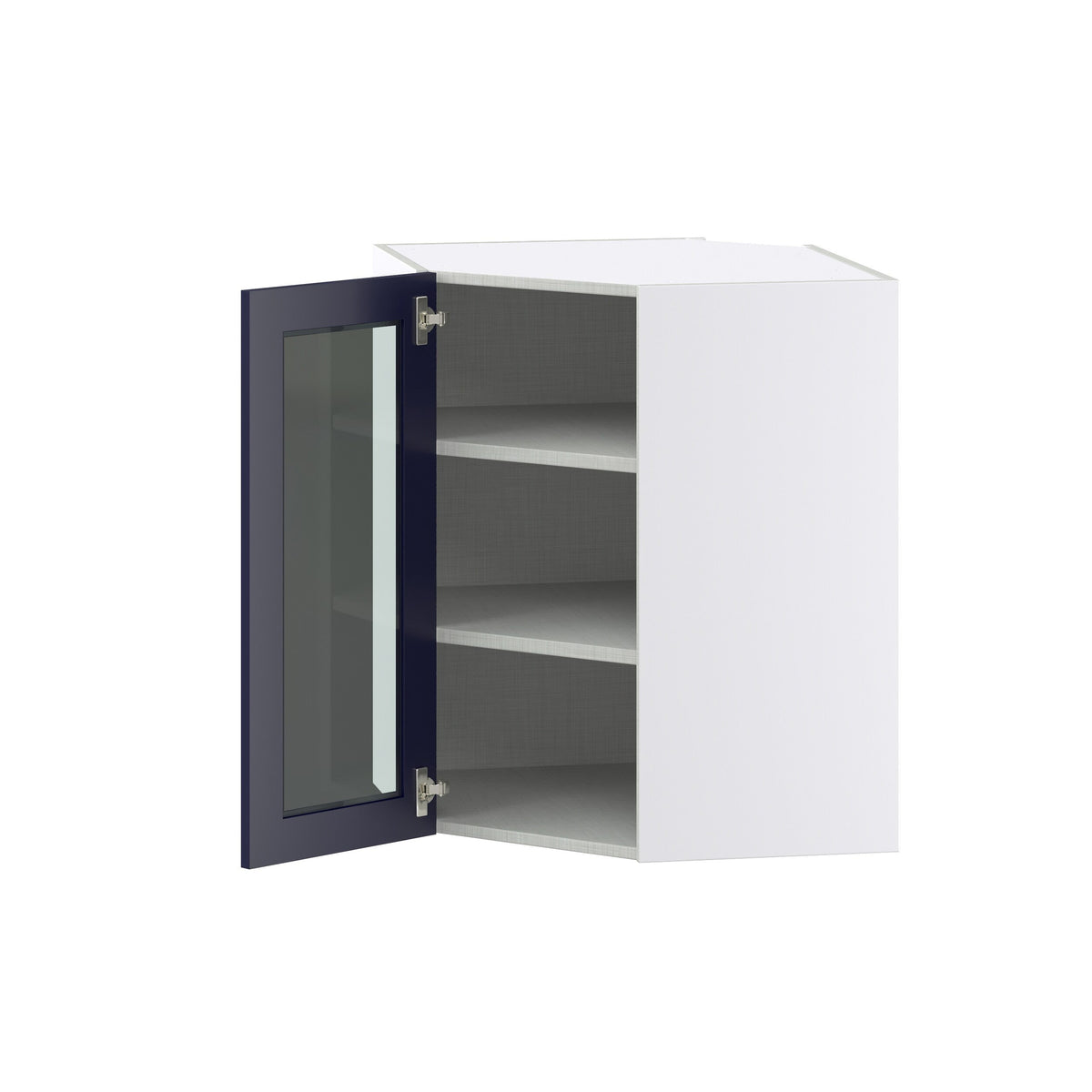 Hugo&Borg Lorette 24-in W x 30-in H x 14-in D Navy Blue Blind Corner Wall Fully Assembled Cabinet (Glass Panel Shaker Style)