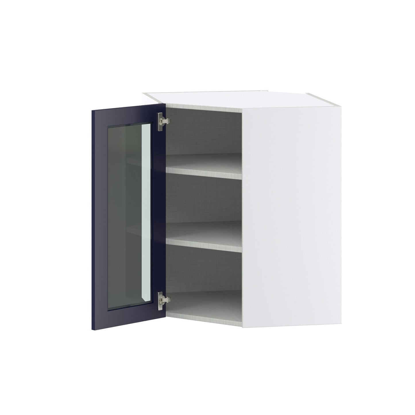 Hugo&Borg Lorette 24-in W x 30-in H x 14-in D Navy Blue Blind Corner Wall Fully Assembled Cabinet (Glass Panel Shaker Style)