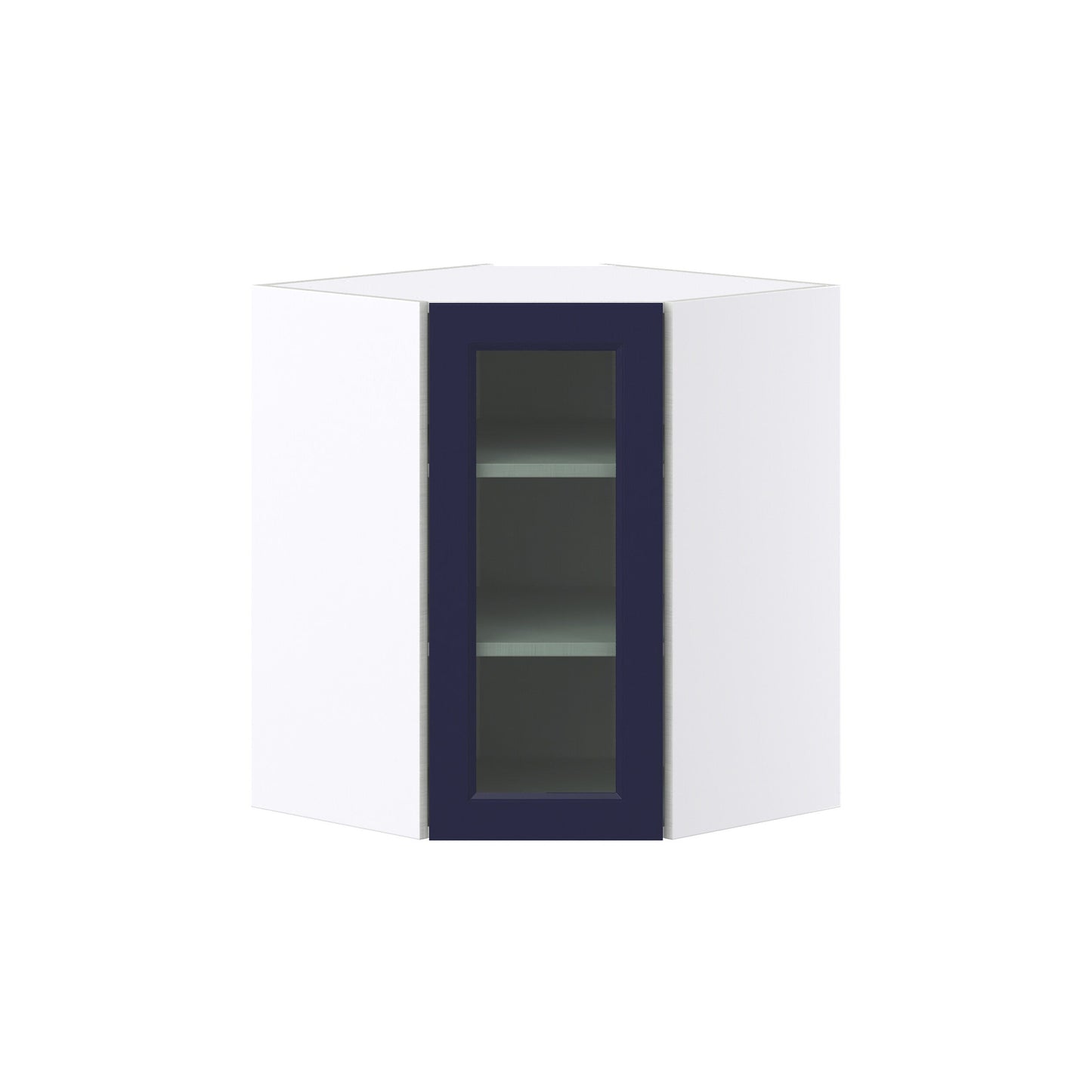 Hugo&Borg Lorette 24-in W x 30-in H x 14-in D Navy Blue Blind Corner Wall Fully Assembled Cabinet (Glass Panel Shaker Style)