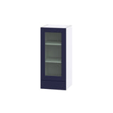 Hugo&Borg Lorette 15-in W x 35-in H x 14-in D Navy Blue 2-Drawers Wall Fully Assembled Cabinet (Glass Panel Shaker Style)