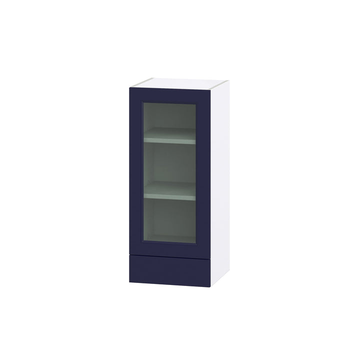 Hugo&Borg Lorette 15-in W x 35-in H x 14-in D Navy Blue 2-Drawers Wall Fully Assembled Cabinet (Glass Panel Shaker Style)