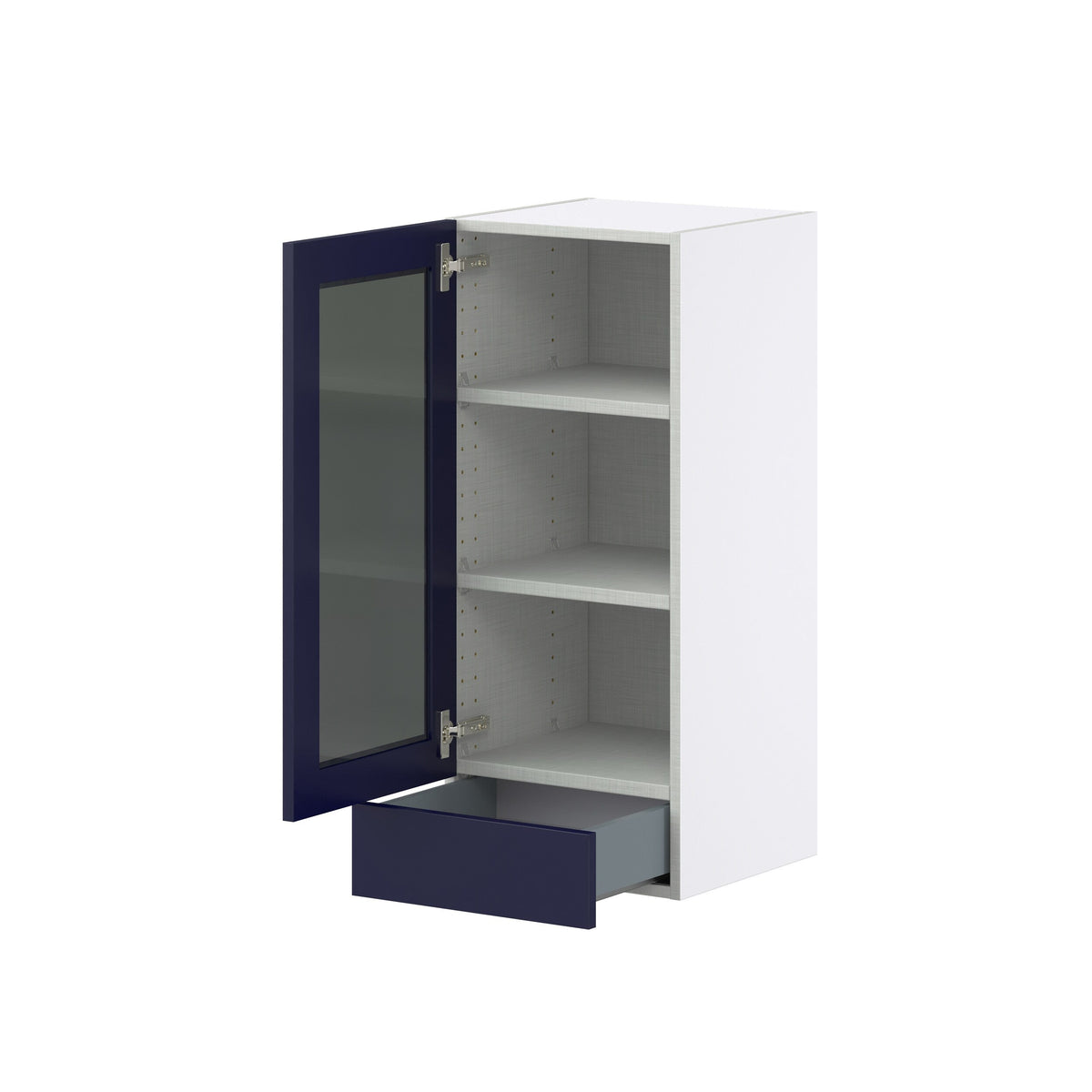 Hugo&Borg Lorette 15-in W x 35-in H x 14-in D Navy Blue 2-Drawers Wall Fully Assembled Cabinet (Glass Panel Shaker Style)
