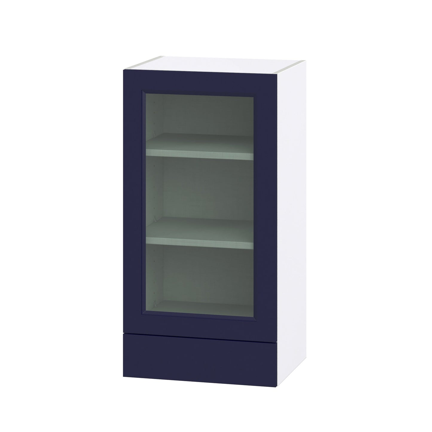 Hugo&Borg Lorette 18-in W x 35-in H x 14-in D Navy Blue 2-Drawers Wall Fully Assembled Cabinet (Glass Panel Shaker Style)