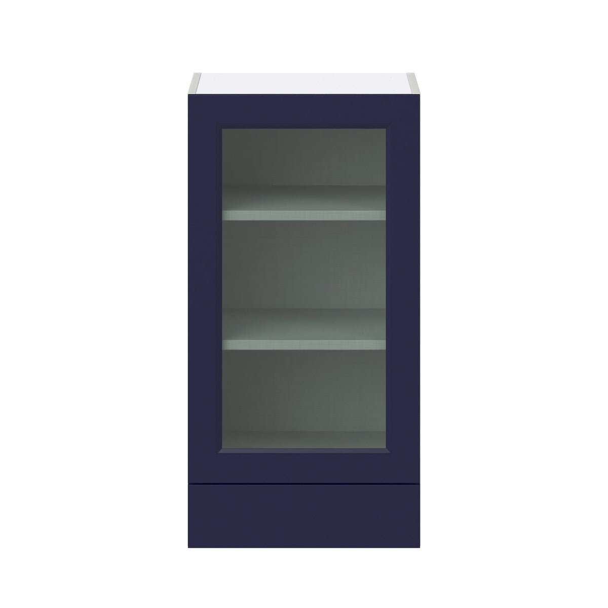 Hugo&Borg Lorette 18-in W x 35-in H x 14-in D Navy Blue 2-Drawers Wall Fully Assembled Cabinet (Glass Panel Shaker Style)