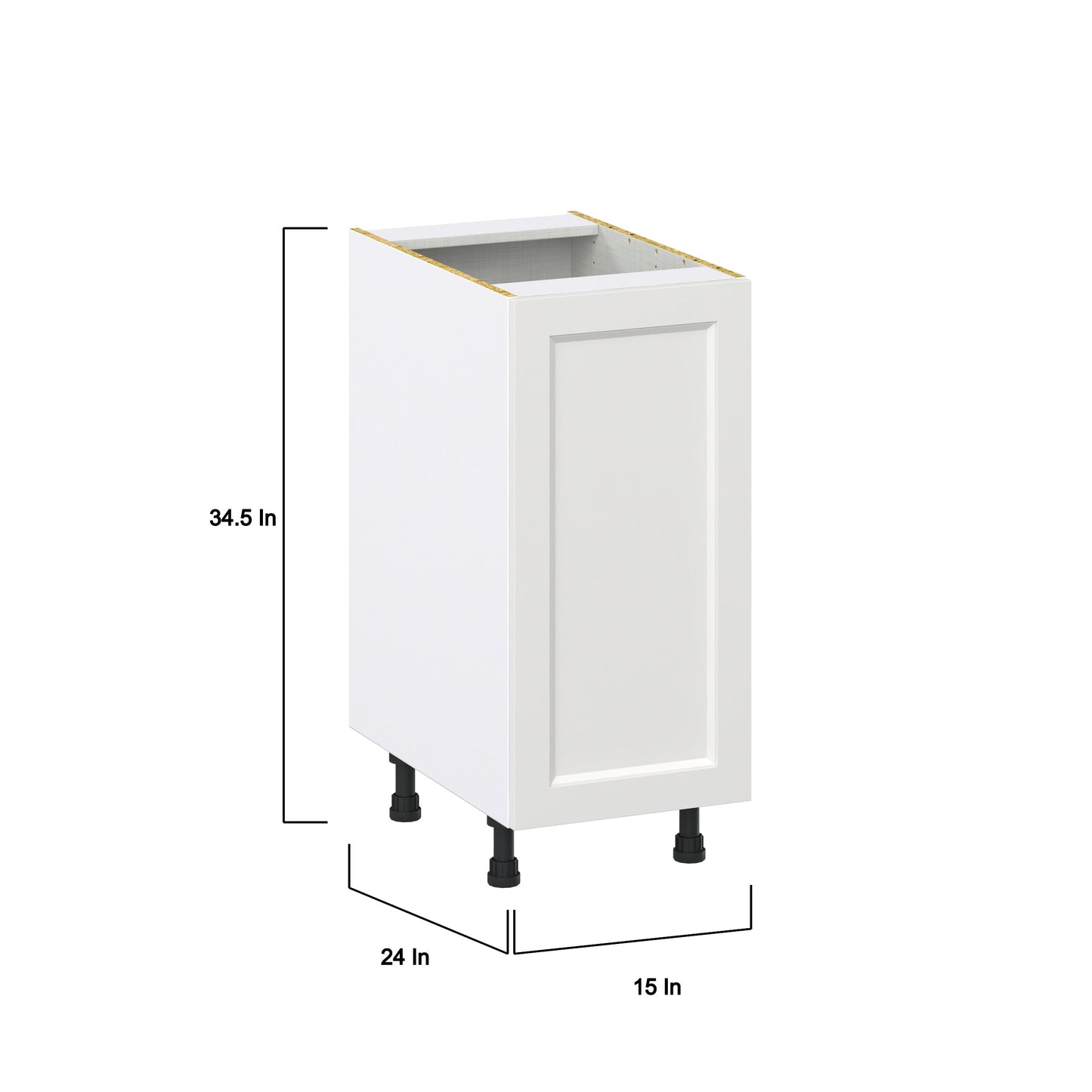Hugo&Borg Riviera 15-in W x 34.5-in H x 24-in D Bright White 3-Drawers Base Fully Assembled Cabinet (Recessed Panel Shaker Style)