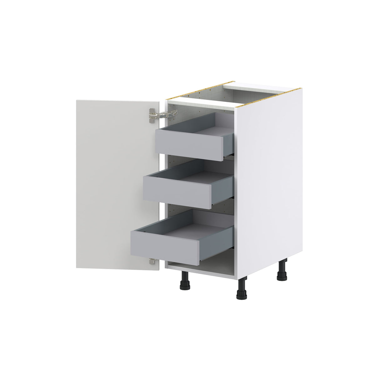 Hugo&Borg Riviera 15-in W x 34.5-in H x 24-in D Bright White 3-Drawers Base Fully Assembled Cabinet (Recessed Panel Shaker Style)