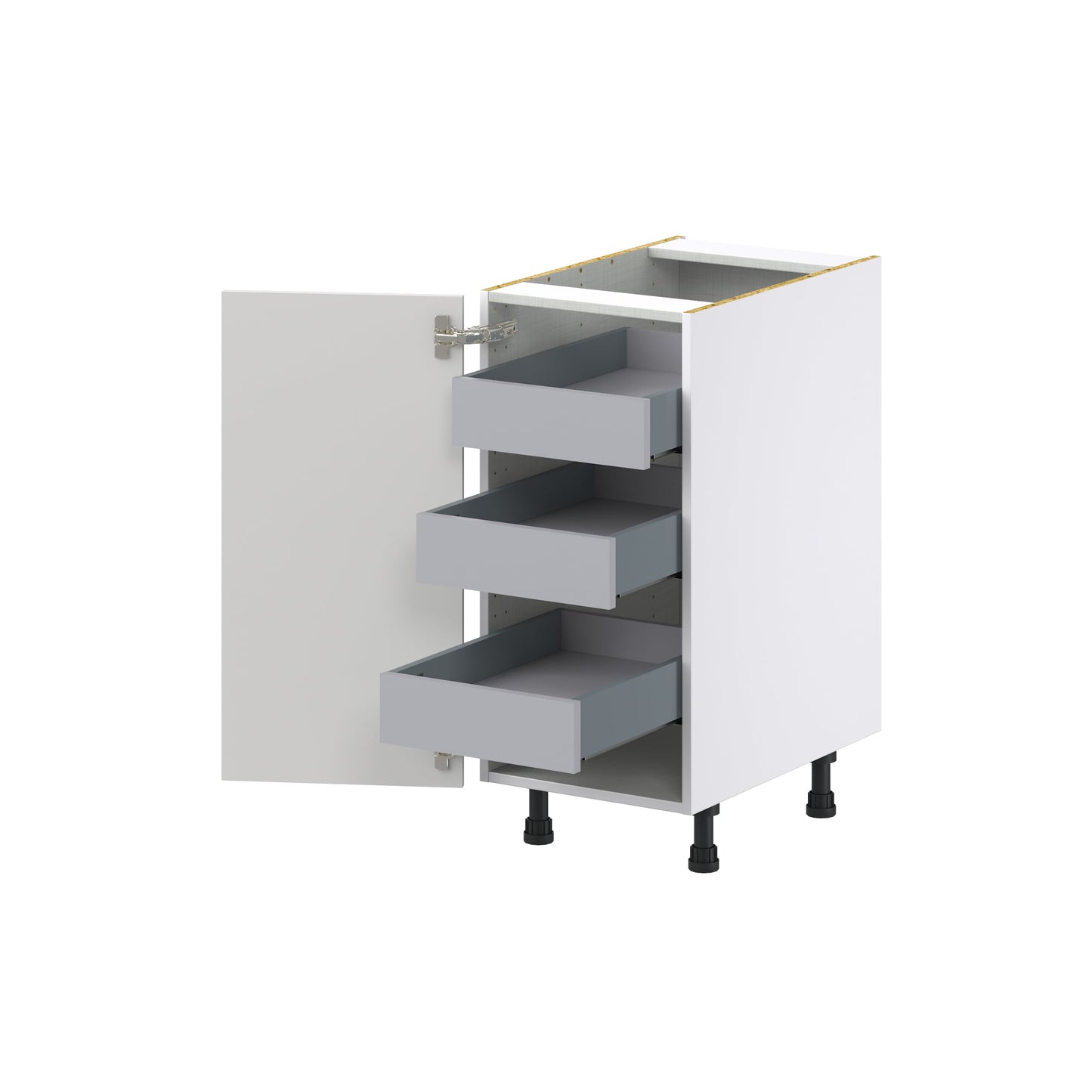 Hugo&Borg Riviera 15-in W x 34.5-in H x 24-in D Bright White 3-Drawers Base Fully Assembled Cabinet (Recessed Panel Shaker Style)