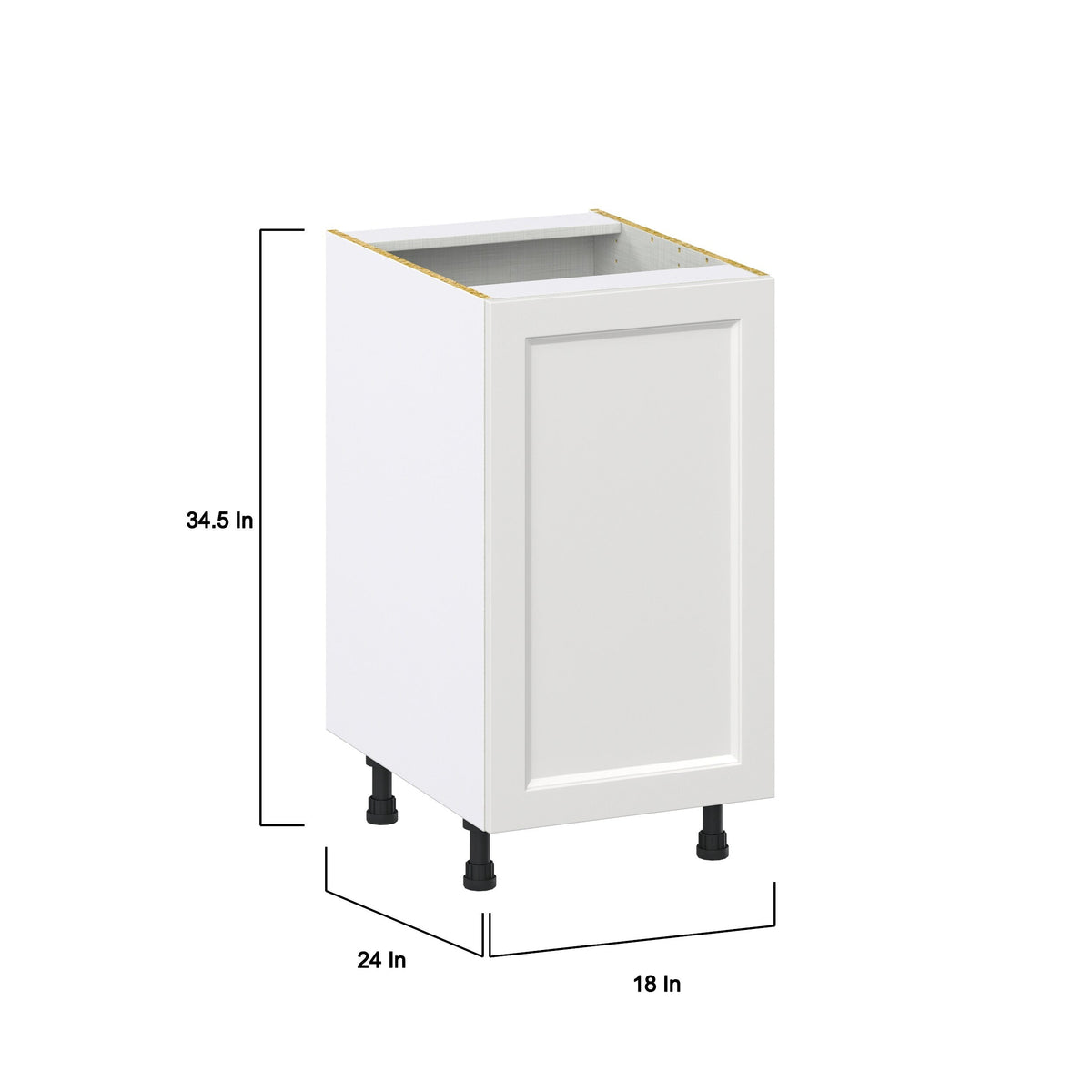 Hugo&Borg Riviera 18-in W x 34.5-in H x 24-in D Bright White Base Fully Assembled Cabinet (Recessed Panel Shaker Door Style)