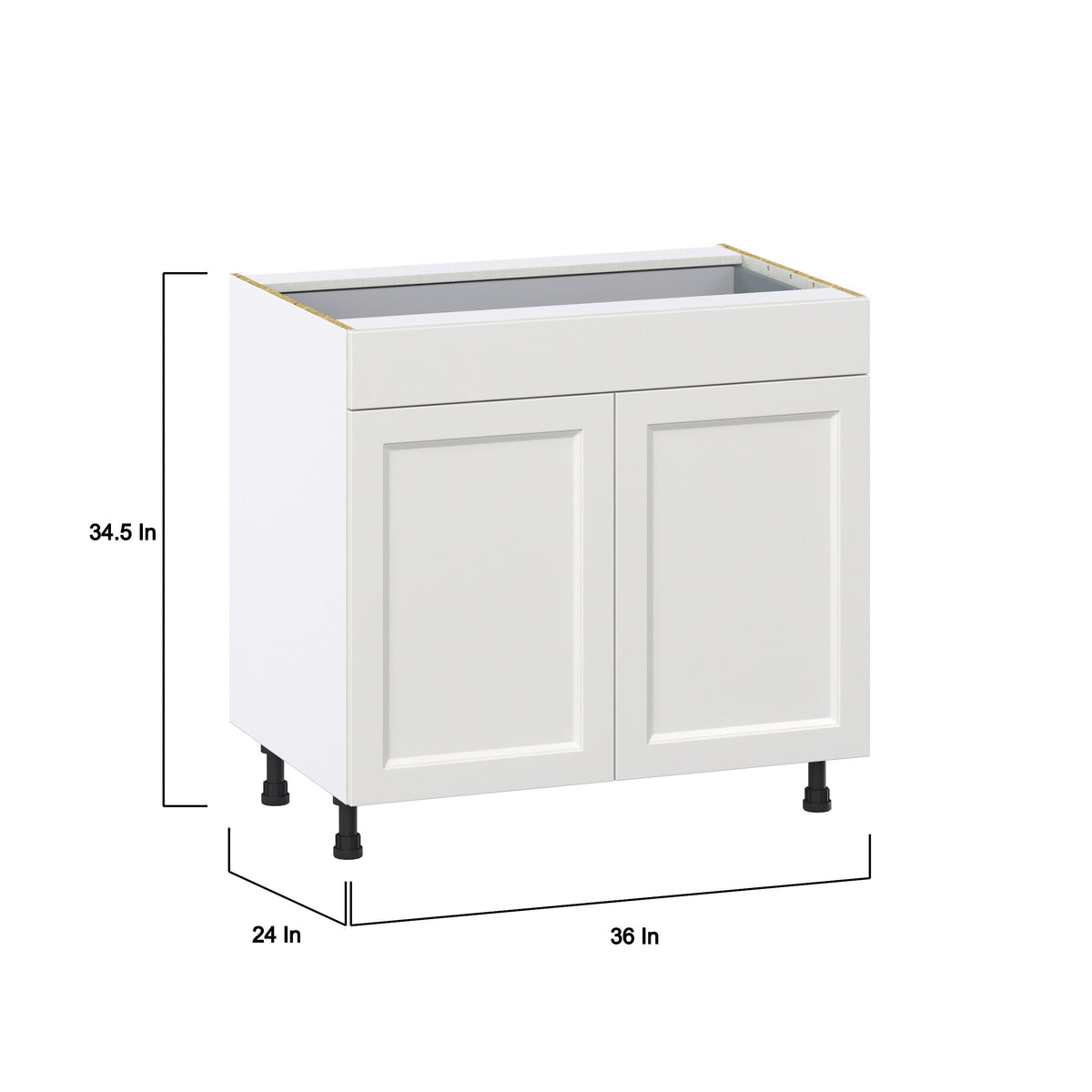 Hugo&Borg Riviera 36-in W x 34.5-in H x 24-in D Bright White 1-Drawer Base Fully Assembled Cabinet (Recessed Panel Shaker Style)