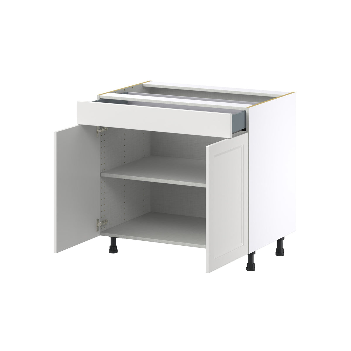 Hugo&Borg Riviera 36-in W x 34.5-in H x 24-in D Bright White 1-Drawer Base Fully Assembled Cabinet (Recessed Panel Shaker Style)
