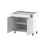Hugo&Borg Riviera 36-in W x 34.5-in H x 24-in D Bright White 1-Drawer Base Fully Assembled Cabinet (Recessed Panel Shaker Style)