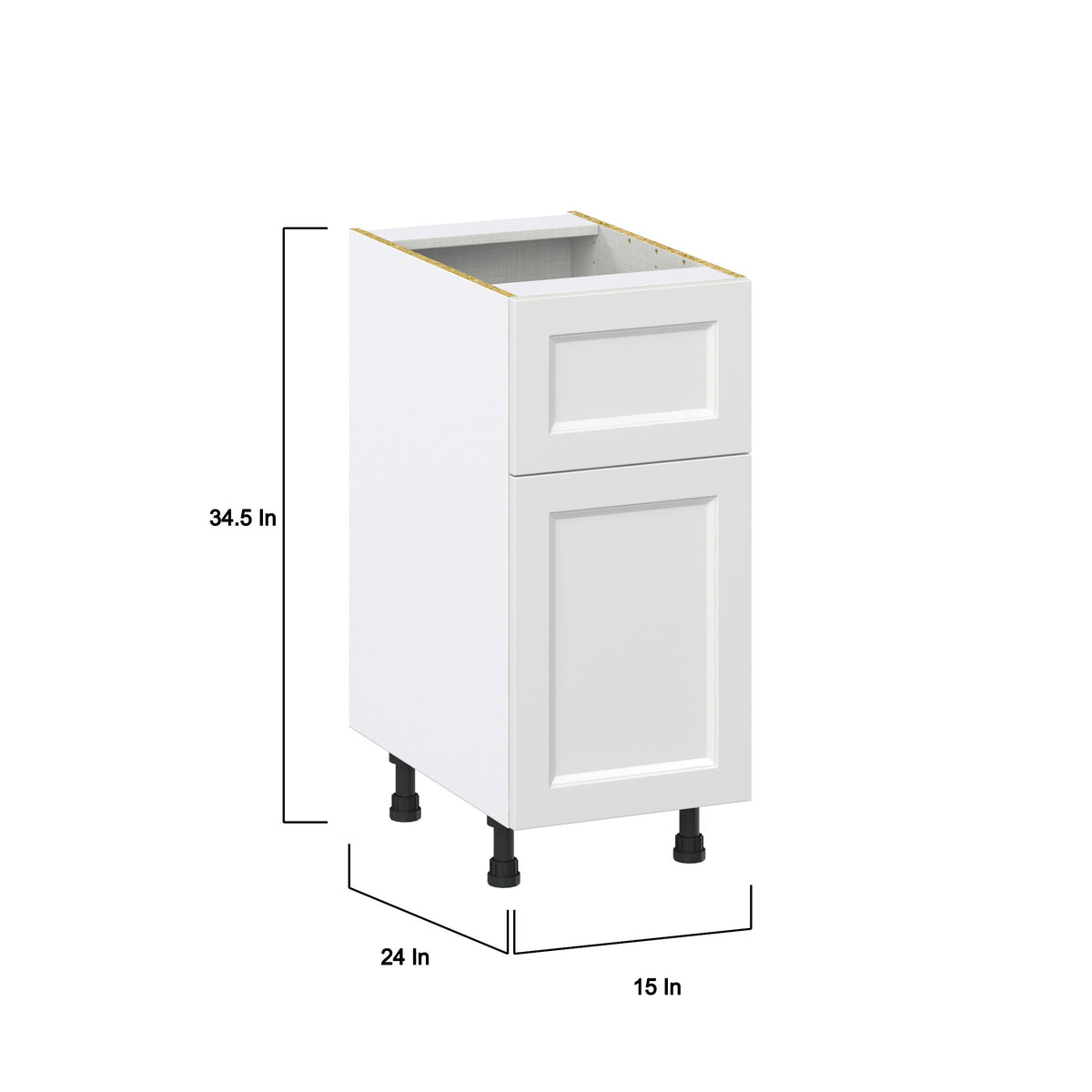 Hugo&Borg Riviera 15-in W x 34.5-in H x 24-in D Bright White 1-Drawer Base Fully Assembled Cabinet (Recessed Panel Shaker Style)