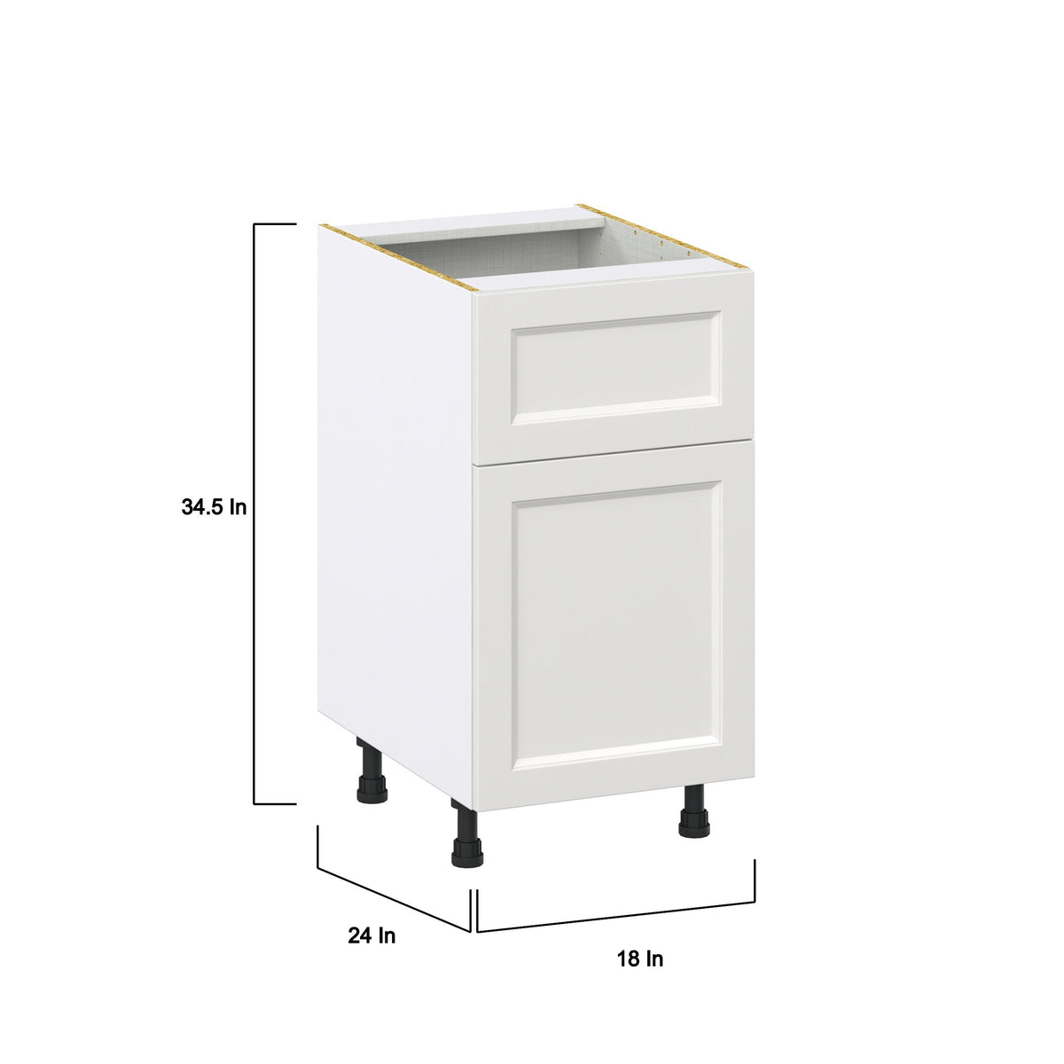 Hugo&Borg Riviera 18-in W x 34.5-in H x 25-in D Bright White 1-Drawer Base Fully Assembled Cabinet (Recessed Panel Shaker Style)
