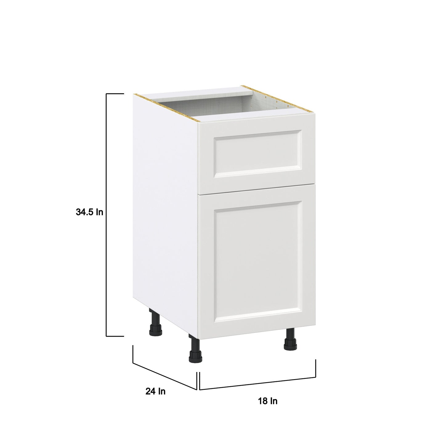 Hugo&Borg Riviera 18-in W x 34.5-in H x 25-in D Bright White 1-Drawer Base Fully Assembled Cabinet (Recessed Panel Shaker Style)
