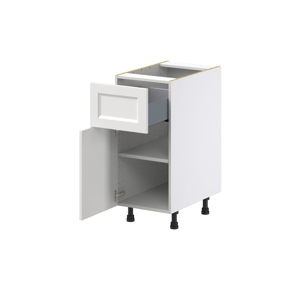 Hugo&Borg Riviera 15-in W x 34.5-in H x 24-in D Bright White 1-Drawer Base Fully Assembled Cabinet (Recessed Panel Shaker Style)