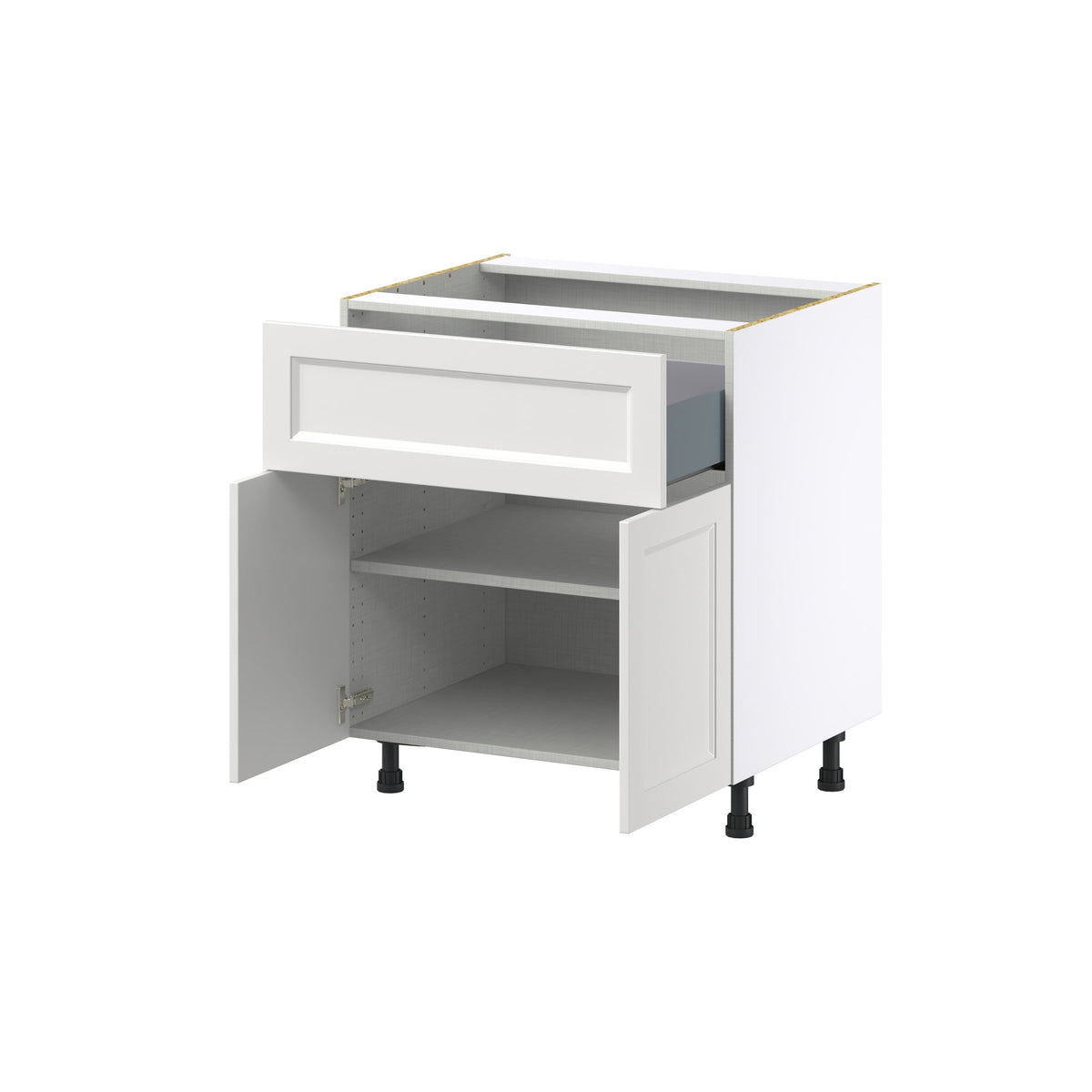 Hugo&Borg Riviera 30-in W x 34.5-in H x 24-in D Bright White 1-Drawer Base Fully Assembled Cabinet (Recessed Panel Shaker Style)