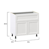 Hugo&Borg Riviera 36-in W x 34.5-in H x 24-in D Bright White 1-Drawer Base Fully Assembled Cabinet (Recessed Panel Shaker Style)