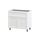 Hugo&Borg Riviera 36-in W x 34.5-in H x 24-in D Bright White 1-Drawer Base Fully Assembled Cabinet (Recessed Panel Shaker Style)
