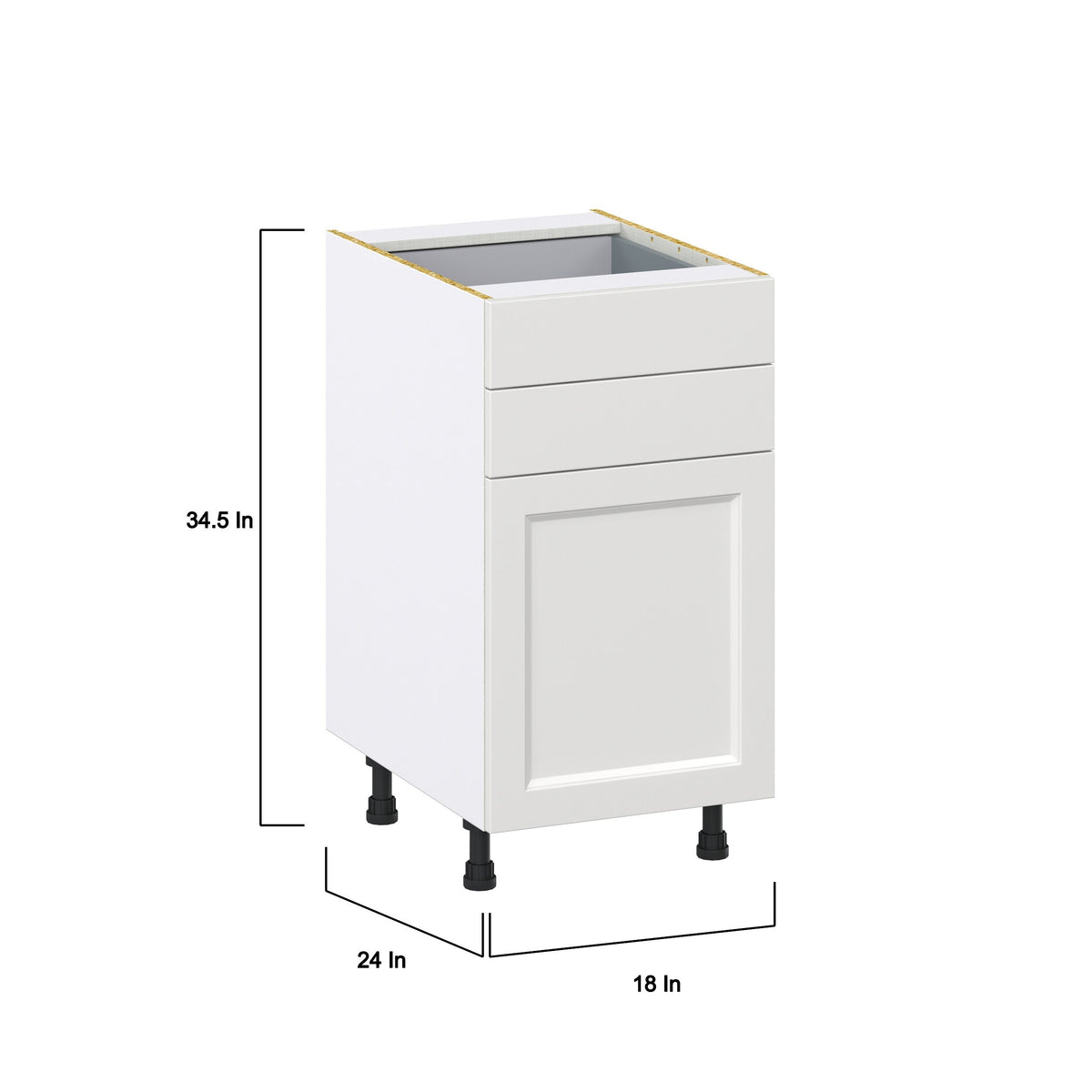 Hugo&Borg Riviera 18-in W x 34.5-in H x 24-in D Bright White 2-Drawers Base Fully Assembled Cabinet (Recessed Panel Shaker Style)