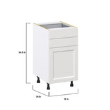 Hugo&Borg Riviera 18-in W x 34.5-in H x 24-in D Bright White 2-Drawers Base Fully Assembled Cabinet (Recessed Panel Shaker Style)