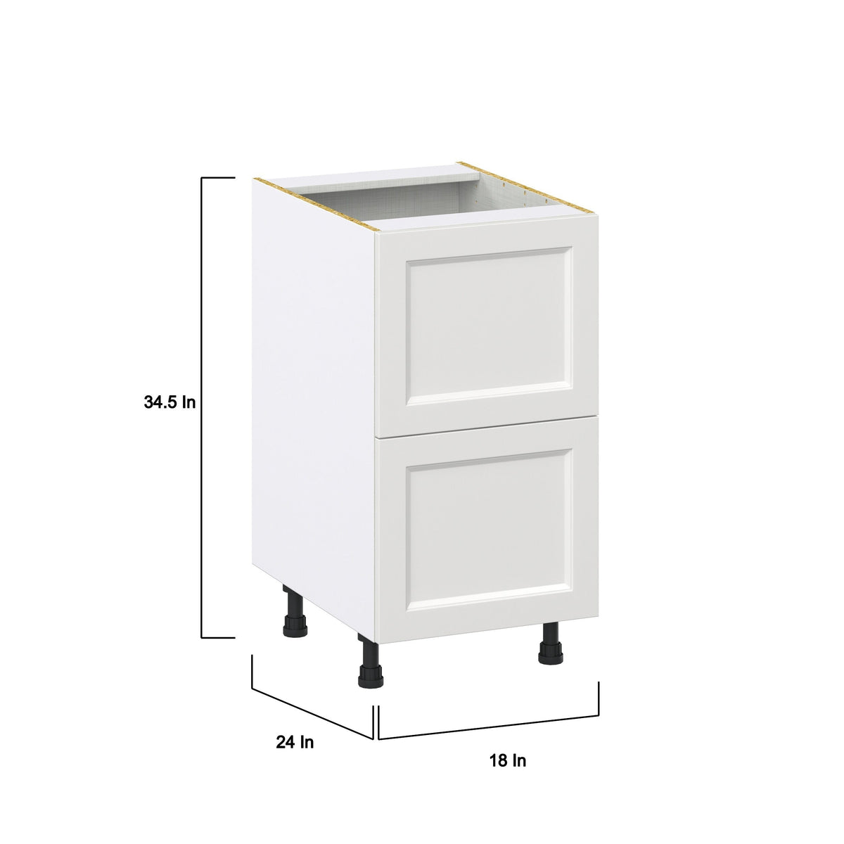 Hugo&Borg Riviera 18-in W x 34.5-in H x 25-in D Bright White 2-Drawer Base Fully Assembled Cabinet