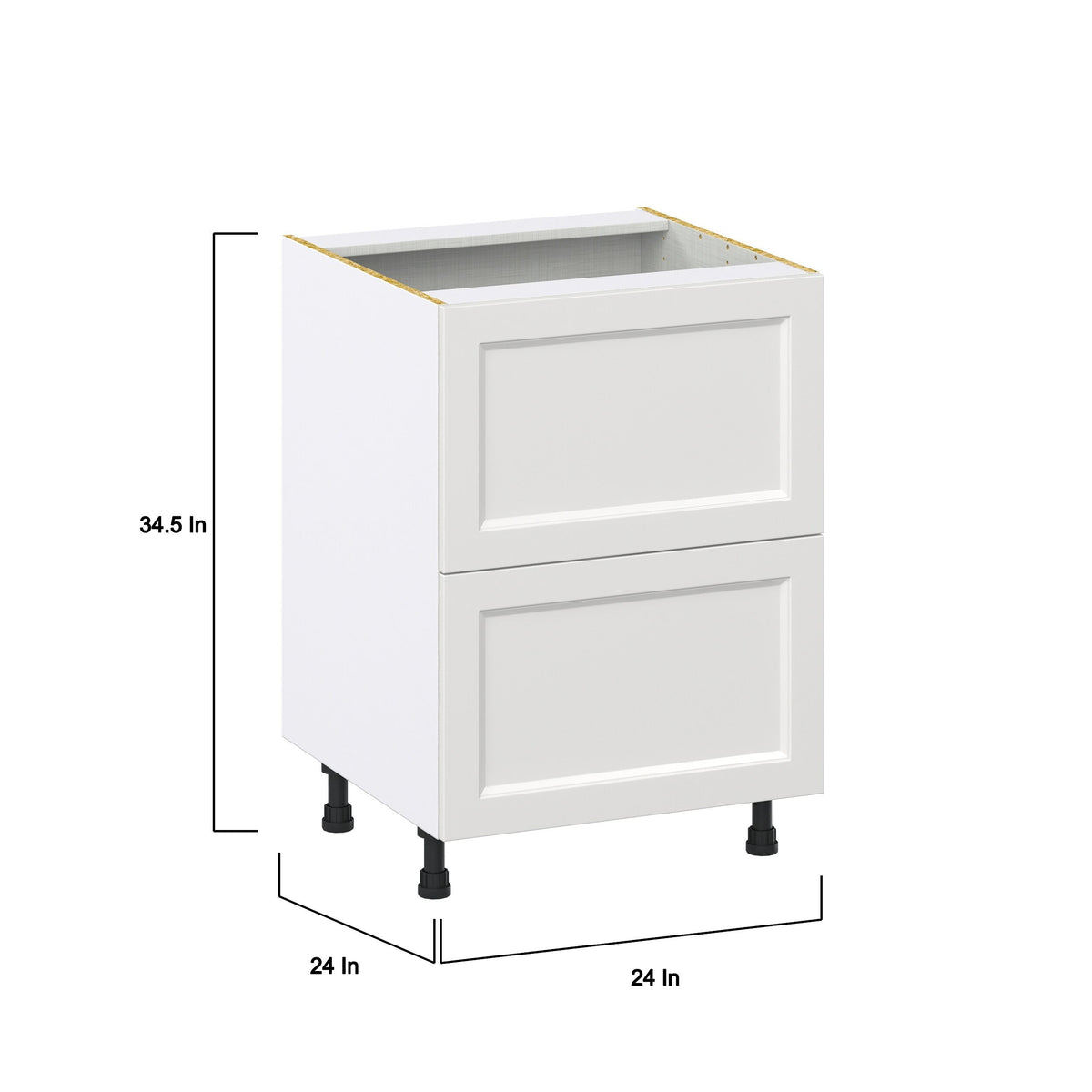 Hugo&Borg Riviera 24-in W x 34.5-in H x 25-in D Bright White 2-Drawer Base Fully Assembled Cabinet