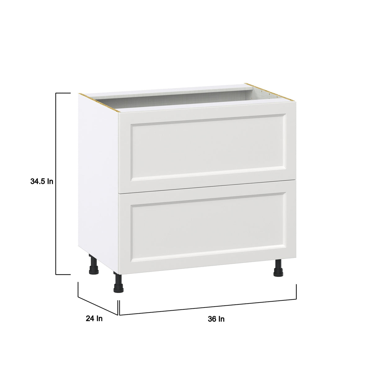 Hugo&Borg Riviera 36-in W x 34.5-in H x 24-in D Bright White 2-Drawer Base Fully Assembled Cabinet