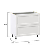 Hugo&Borg Riviera 36-in W x 34.5-in H x 24-in D Bright White 2-Drawer Base Fully Assembled Cabinet