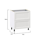 Hugo&Borg Riviera 30-in W x 34.5-in H x 24-in D Bright White 2-Drawer Base Fully Assembled Cabinet