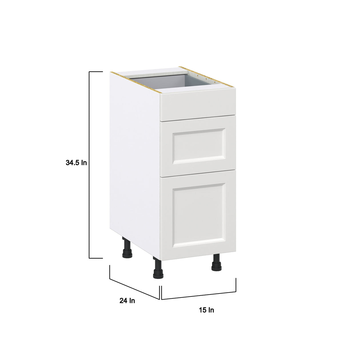 Hugo&Borg Riviera 15-in W x 34.5-in H x 25-in D Bright White 3-Drawer Base Fully Assembled Cabinet