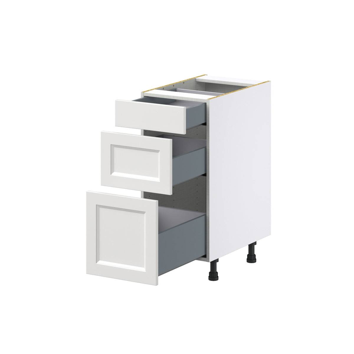 Hugo&Borg Riviera 15-in W x 34.5-in H x 25-in D Bright White 3-Drawer Base Fully Assembled Cabinet