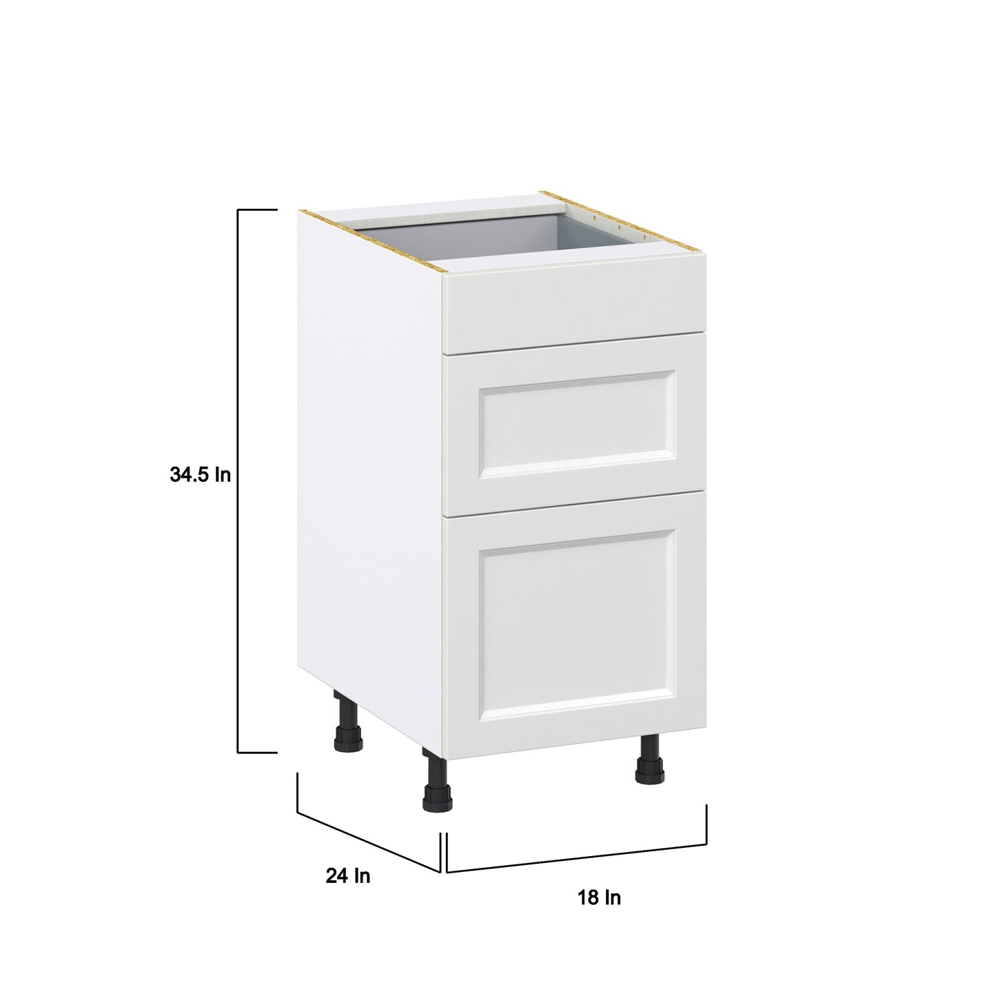 Hugo&Borg Riviera 18-in W x 34.5-in H x 25-in D Bright White 3-Drawer Base Fully Assembled Cabinet