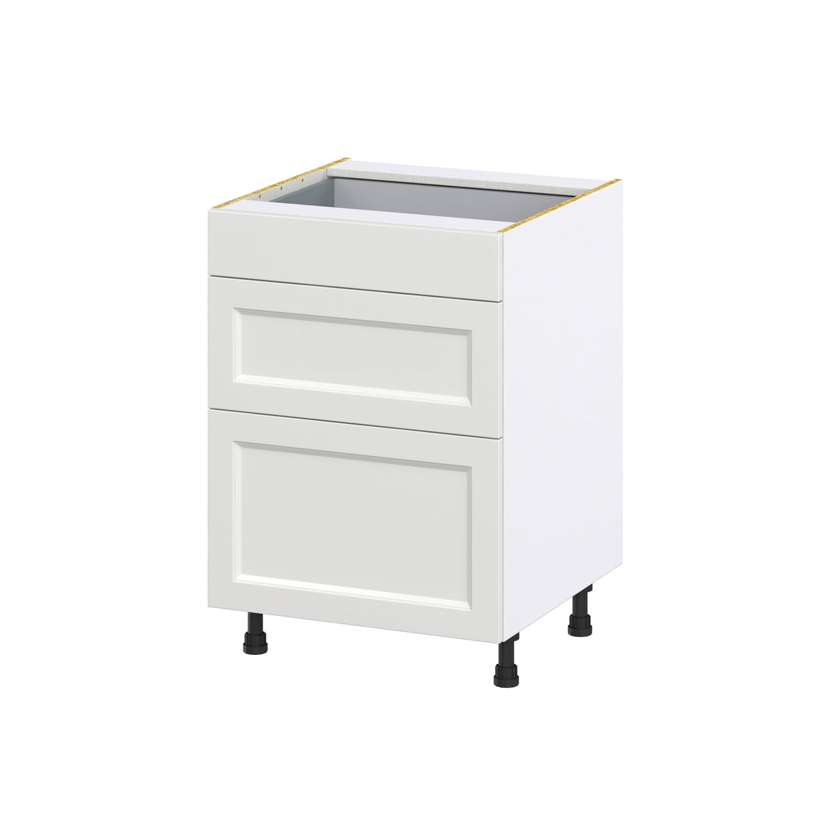 Hugo&Borg Riviera 24-in W x 34.5-in H x 24-in D Bright White 3-Drawer Base Fully Assembled Cabinet