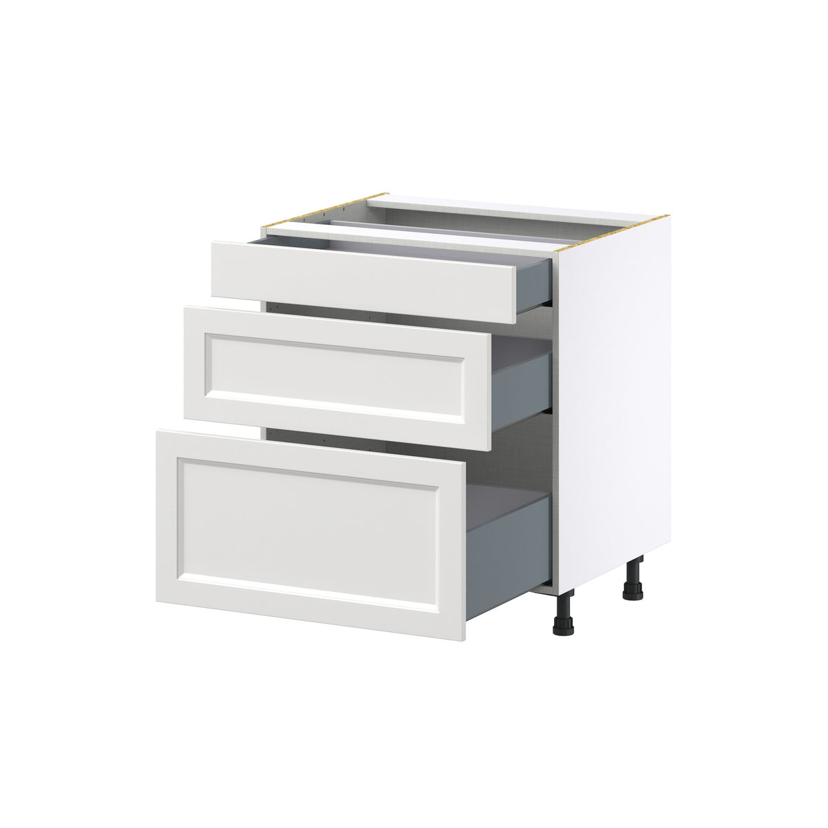 Hugo&Borg Riviera 30-in W x 34.5-in H x 24-in D Bright White 3-Drawer Base Fully Assembled Cabinet