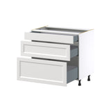 Hugo&Borg Riviera 36-in W x 34.5-in H x 24-in D Bright White 3-Drawer Base Fully Assembled Cabinet