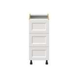 Hugo&Borg Riviera 15-in W x 34.5-in H x 24-in D Bright White 3-Drawer Base Fully Assembled Cabinet
