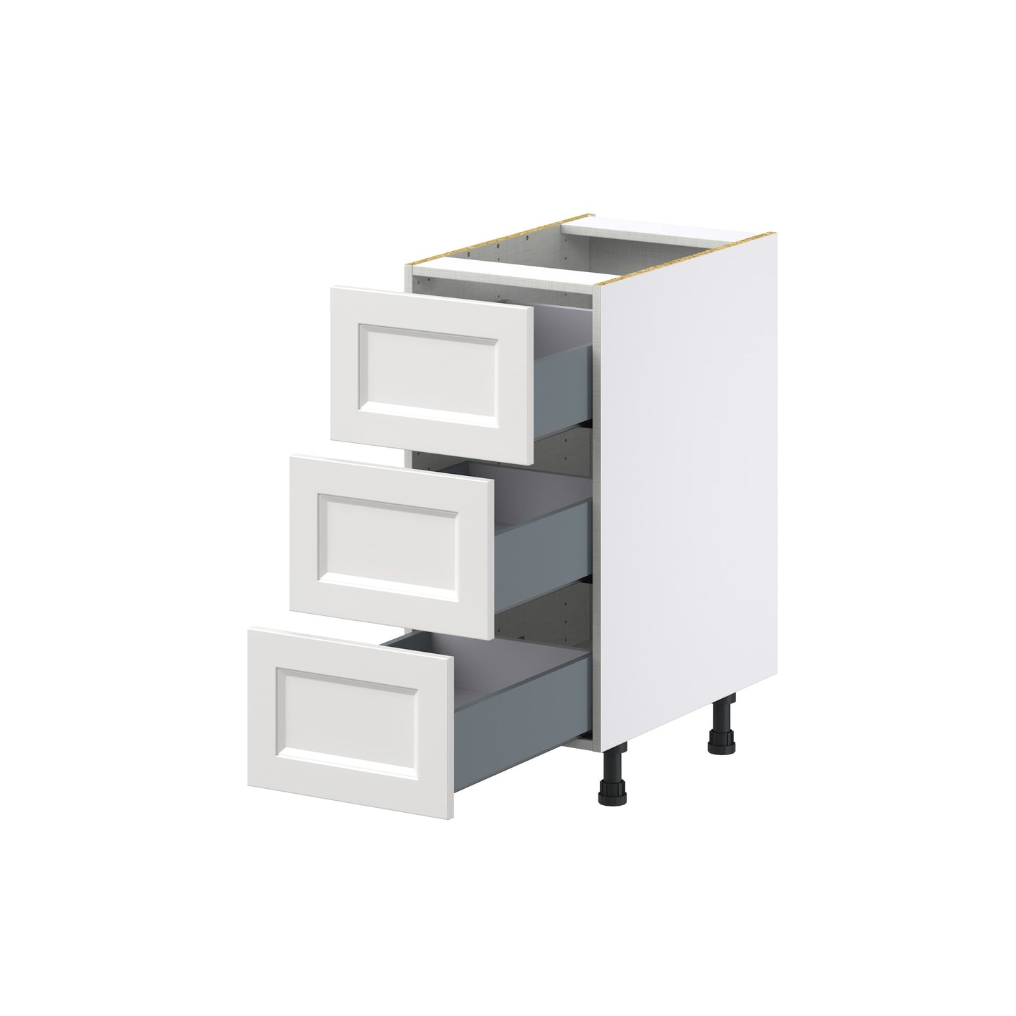 Hugo&Borg Riviera 15-in W x 34.5-in H x 24-in D Bright White 3-Drawer Base Fully Assembled Cabinet