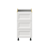Hugo&Borg Riviera 18-in W x 34.5-in H x 24-in D Bright White 3-Drawer Base Fully Assembled Cabinet