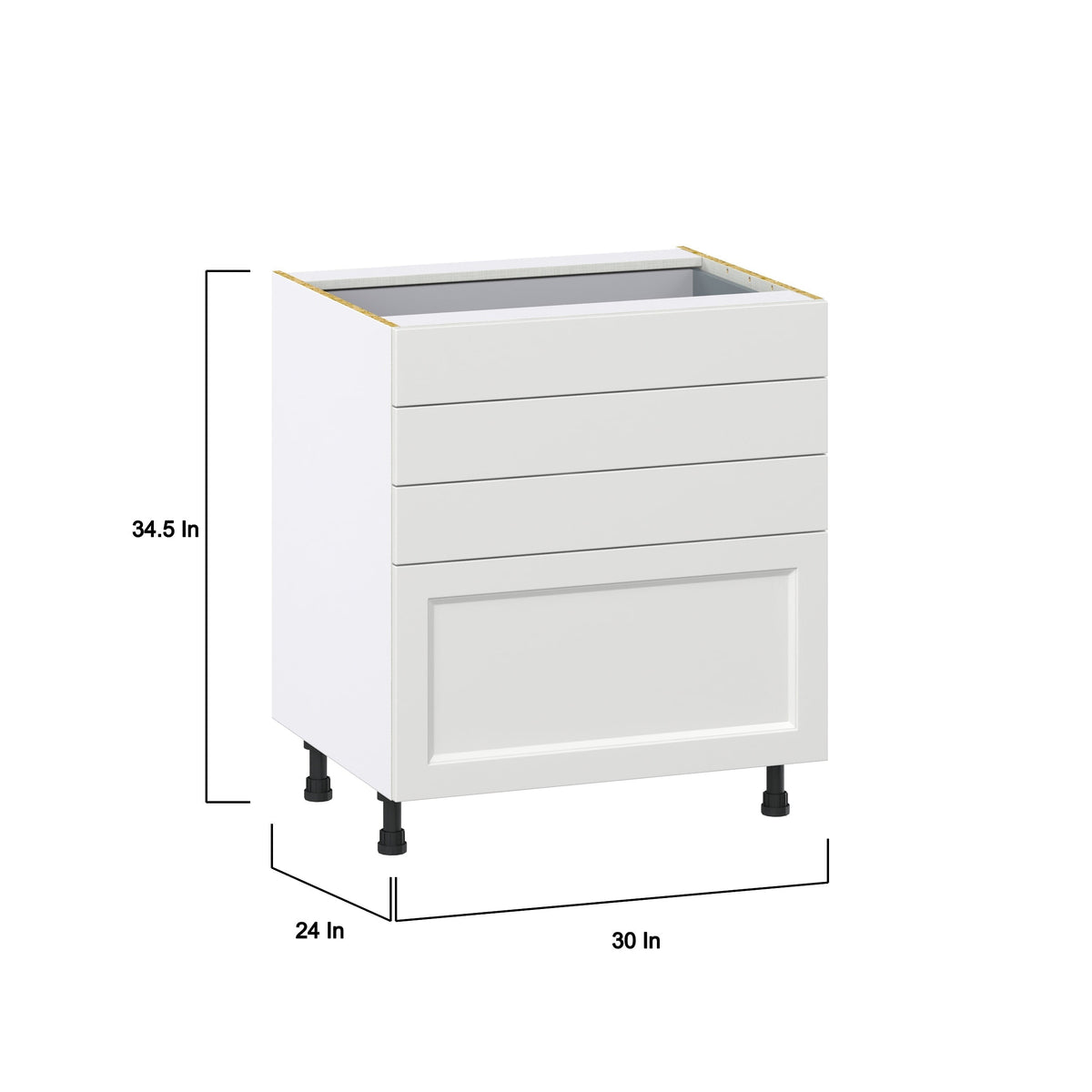 Hugo&Borg Riviera 30-in W x 34.5-in H x 25-in D Bright White 4-Drawer Base Fully Assembled Cabinet
