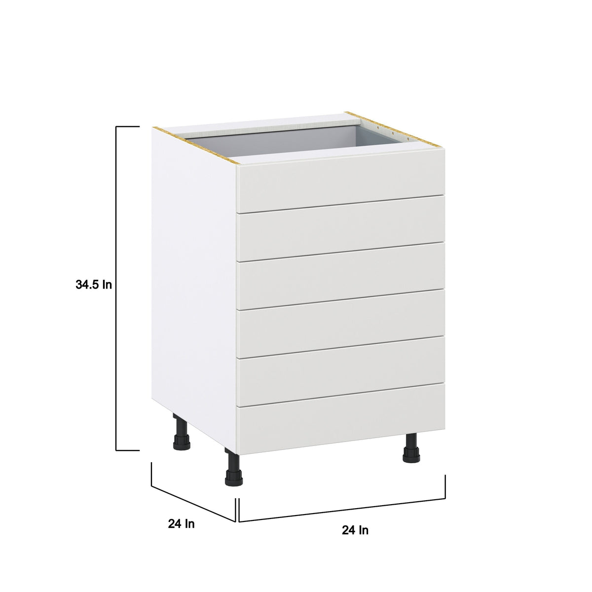 Hugo&Borg Riviera 24-in W x 34.5-in H x 24-in D Bright White 6-Drawer Base Fully Assembled Cabinet