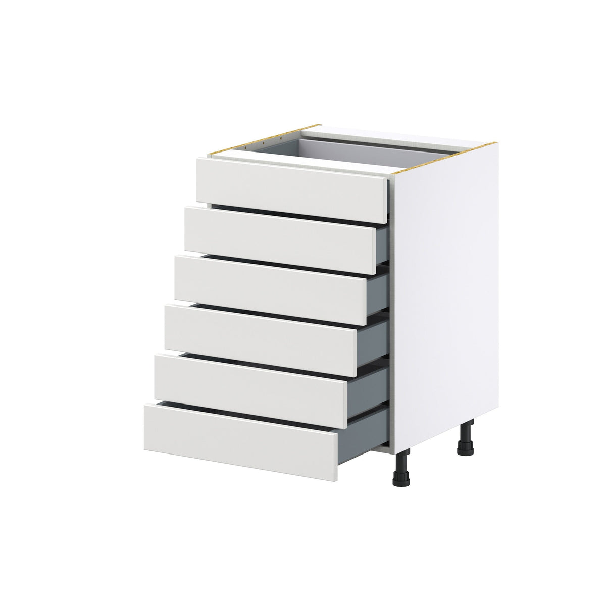 Hugo&Borg Riviera 24-in W x 34.5-in H x 24-in D Bright White 6-Drawer Base Fully Assembled Cabinet